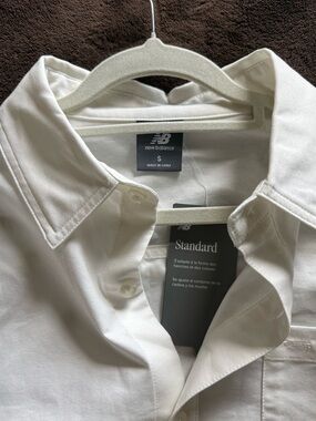 New Balance Men's White Button-Down Casual Shirt